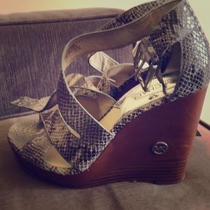 Michael Kors wedge heel snakeskin sandals